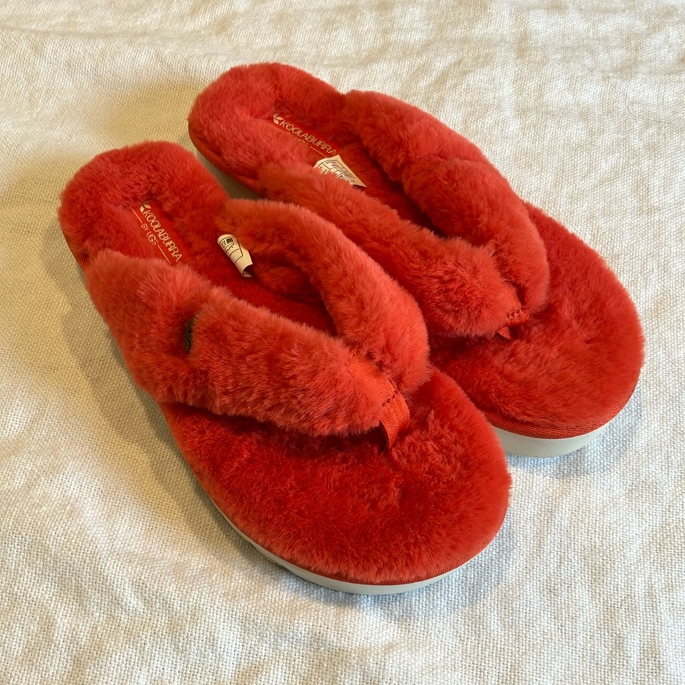 Cozy Red Furry Slippers